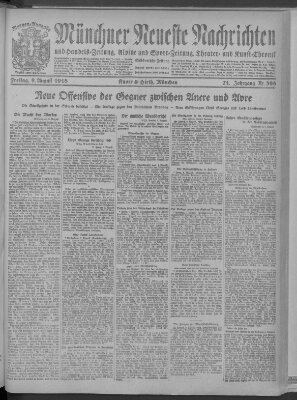 Münchner neueste Nachrichten Freitag 9. August 1918