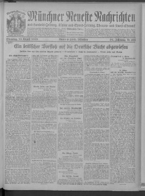 Münchner neueste Nachrichten Dienstag 13. August 1918