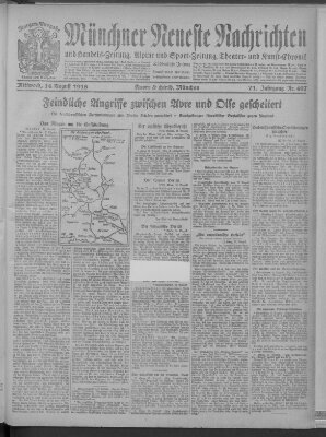 Münchner neueste Nachrichten Mittwoch 14. August 1918