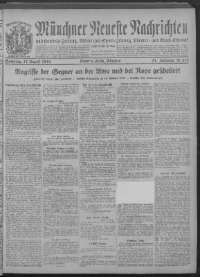 Münchner neueste Nachrichten Samstag 17. August 1918