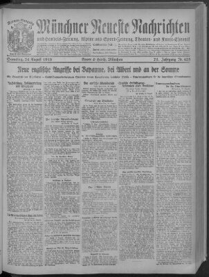 Münchner neueste Nachrichten Samstag 24. August 1918