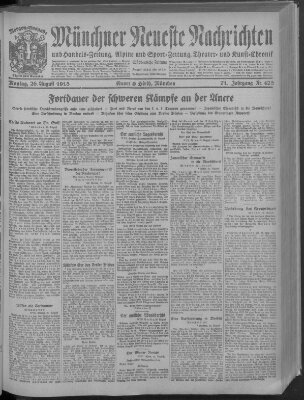 Münchner neueste Nachrichten Montag 26. August 1918