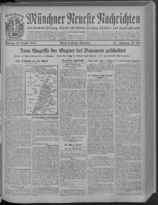 Münchner neueste Nachrichten Montag 26. August 1918
