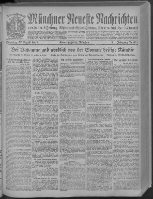 Münchner neueste Nachrichten Dienstag 27. August 1918