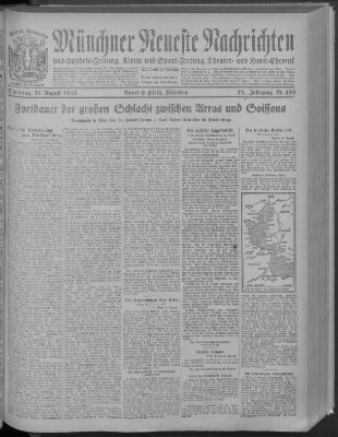 Münchner neueste Nachrichten Samstag 31. August 1918