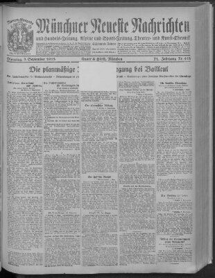 Münchner neueste Nachrichten Dienstag 3. September 1918