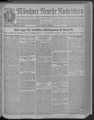 Münchner neueste Nachrichten Dienstag 3. September 1918