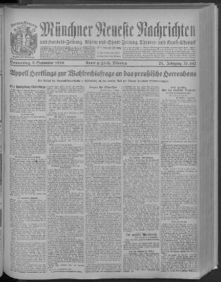 Münchner neueste Nachrichten Donnerstag 5. September 1918