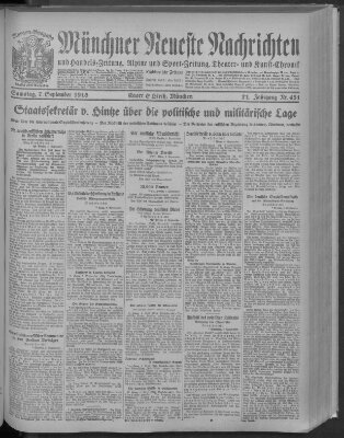 Münchner neueste Nachrichten Samstag 7. September 1918