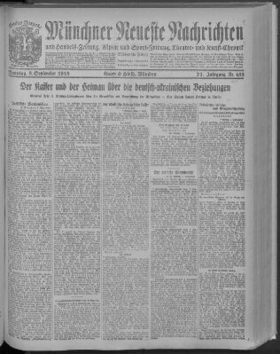 Münchner neueste Nachrichten Sonntag 8. September 1918