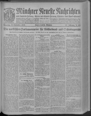 Münchner neueste Nachrichten Dienstag 10. September 1918