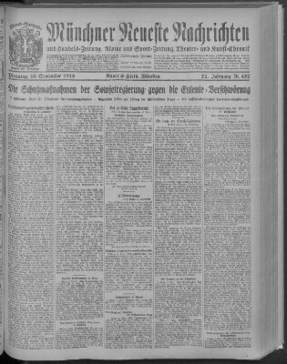 Münchner neueste Nachrichten Dienstag 10. September 1918