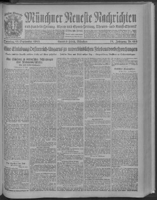 Münchner neueste Nachrichten Sonntag 15. September 1918