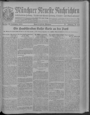 Münchner neueste Nachrichten Freitag 20. September 1918