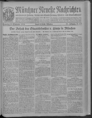 Münchner neueste Nachrichten Samstag 21. September 1918