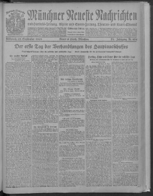 Münchner neueste Nachrichten Mittwoch 25. September 1918