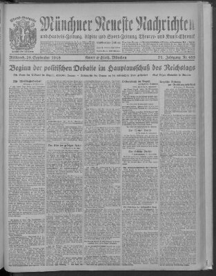 Münchner neueste Nachrichten Mittwoch 25. September 1918