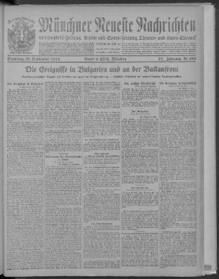 Münchner neueste Nachrichten Samstag 28. September 1918