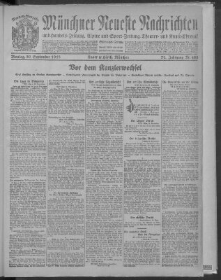 Münchner neueste Nachrichten Montag 30. September 1918