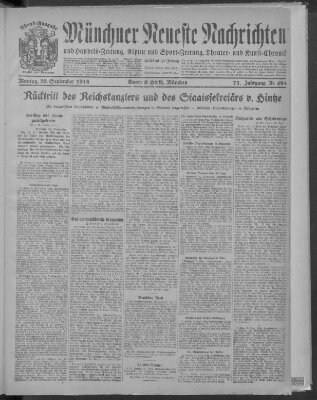 Münchner neueste Nachrichten Montag 30. September 1918