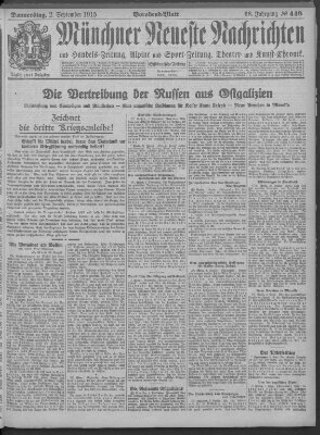 Münchner neueste Nachrichten Donnerstag 2. September 1915