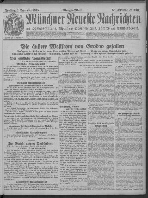 Münchner neueste Nachrichten Freitag 3. September 1915