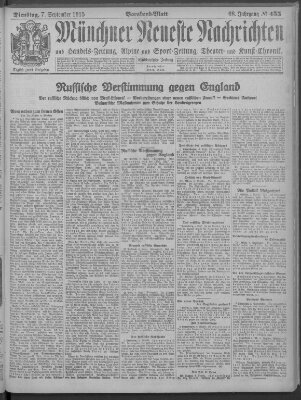 Münchner neueste Nachrichten Dienstag 7. September 1915