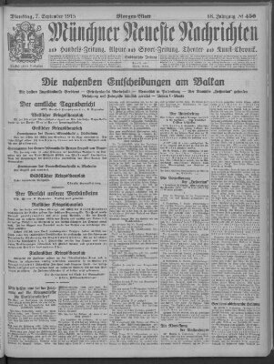 Münchner neueste Nachrichten Dienstag 7. September 1915