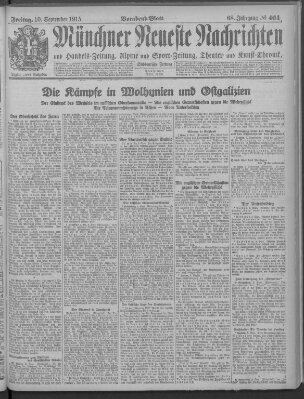 Münchner neueste Nachrichten Freitag 10. September 1915