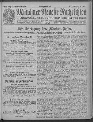 Münchner neueste Nachrichten Samstag 11. September 1915