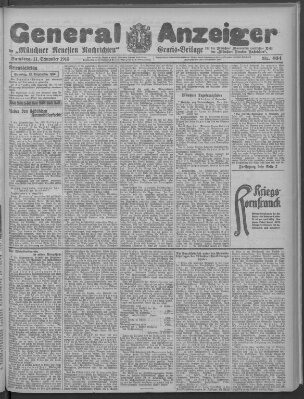 Münchner neueste Nachrichten Samstag 11. September 1915