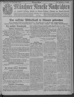 Münchner neueste Nachrichten Montag 13. September 1915