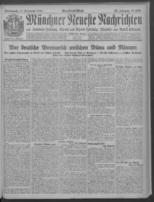 Münchner neueste Nachrichten Mittwoch 15. September 1915