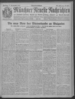 Münchner neueste Nachrichten Freitag 17. September 1915