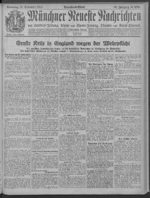 Münchner neueste Nachrichten Sonntag 19. September 1915