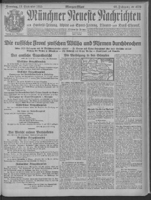 Münchner neueste Nachrichten Sonntag 19. September 1915