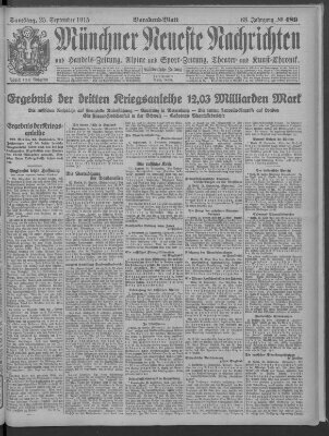 Münchner neueste Nachrichten Samstag 25. September 1915