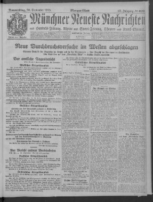 Münchner neueste Nachrichten Donnerstag 30. September 1915