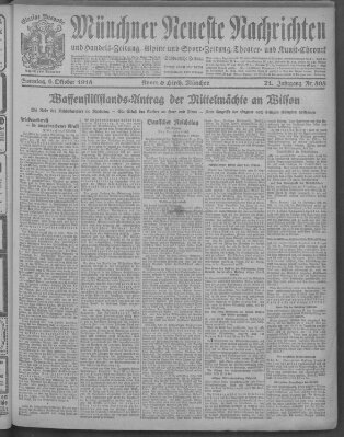 Münchner neueste Nachrichten Sonntag 6. Oktober 1918