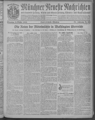 Münchner neueste Nachrichten Dienstag 8. Oktober 1918