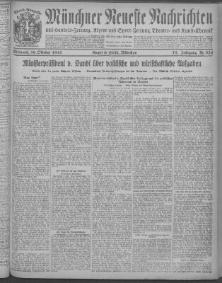 Münchner neueste Nachrichten Mittwoch 16. Oktober 1918