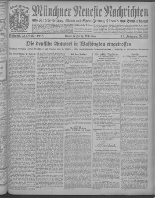 Münchner neueste Nachrichten Mittwoch 23. Oktober 1918