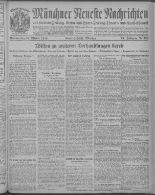 Münchner neueste Nachrichten Donnerstag 24. Oktober 1918