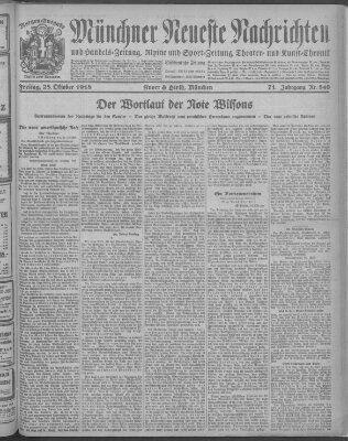 Münchner neueste Nachrichten Freitag 25. Oktober 1918