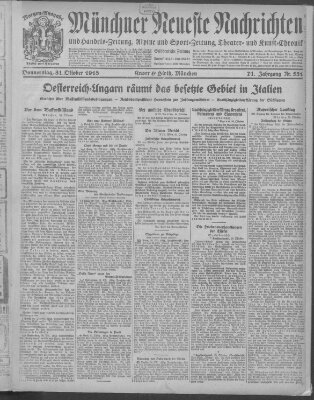 Münchner neueste Nachrichten Donnerstag 31. Oktober 1918