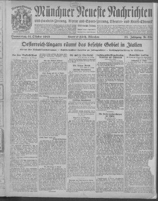 Münchner neueste Nachrichten Donnerstag 31. Oktober 1918