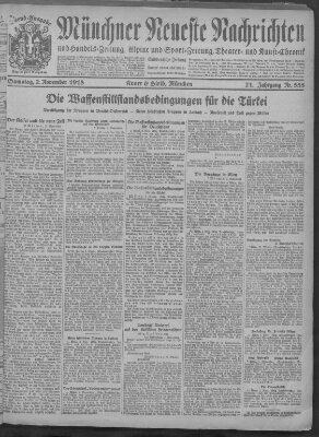 Münchner neueste Nachrichten Samstag 2. November 1918