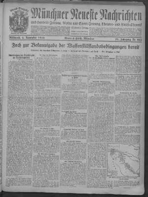 Münchner neueste Nachrichten Mittwoch 6. November 1918