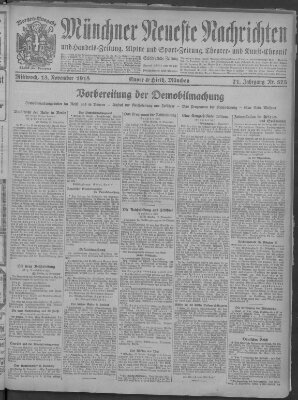 Münchner neueste Nachrichten Mittwoch 13. November 1918