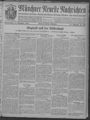 Münchner neueste Nachrichten Donnerstag 14. November 1918